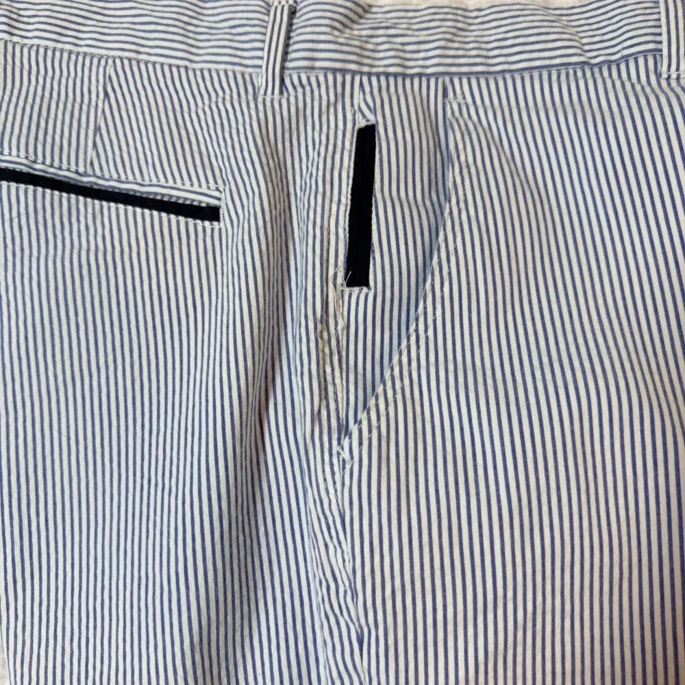 Britches by Samtex Mens 36W Blue White‎ Striped Seersucker Shorts Cotton Stretch